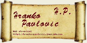 Hranko Pavlović vizit kartica